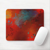 Red, Aqua & Gold Grunge Digitale Abstrakte Kunst Mousepad (Mit Mouse)