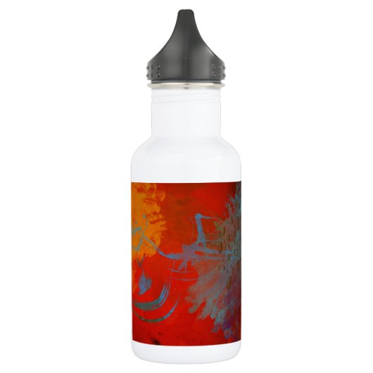 Red, Aqua & Gold Grunge Digitale Abstrakte Kunst Trinkflasche (Links)