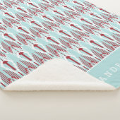 Red & Aqua Holiday Ikat Muster | PERSONALISIERT Sherpadecke (3/4)