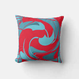 Red Aqua Türkis Swirbeln Abstrakte Blume Design Kissen