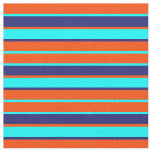 Red, Aqua und Midnight Blue Lines Stoff