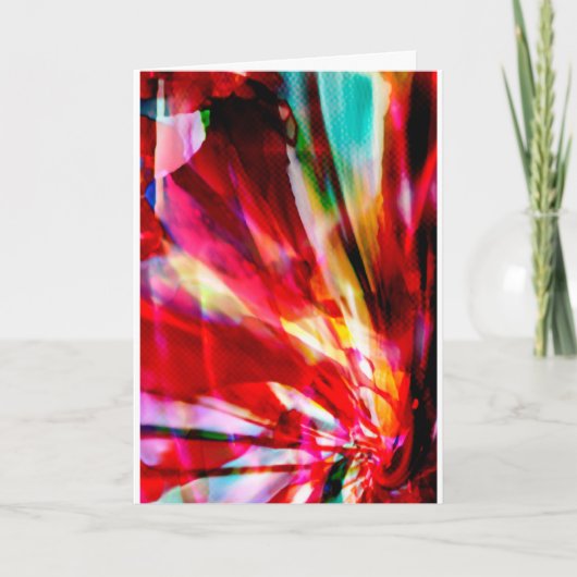 Red Aqua Yellow Abstrakt Fantasy Blume Design Karte (Vorderseite)