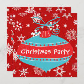 Red Aquamarin Blue Retro Party Einladung (Vorne/Hinten)