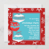 Red Aquamarin Blue Retro Party Einladung (Rückseite)