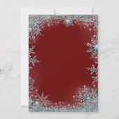 Red Aquamarin Blue Snowflake Weihnachts-Party Einladung (Rückseite)