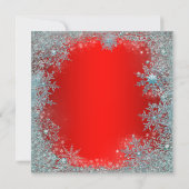 Red Aquamarin Blue Snowflake Weihnachts-Party Einladung (Rückseite)