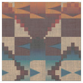 Red Aquamarin Blue Taupe Brown Orange Ethnic Look Stoff (Nahaufnahme)