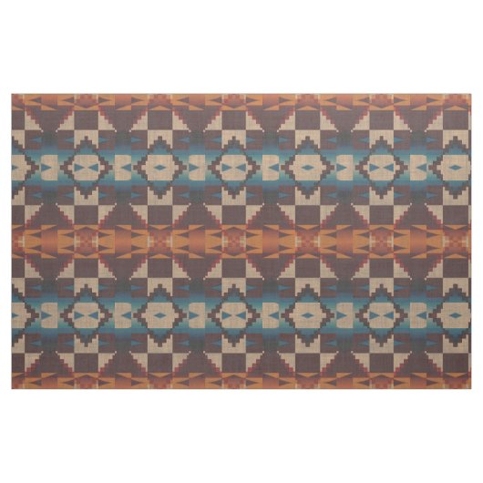 Red Aquamarin Blue Taupe Brown Orange Ethnic Look Stoff (Fat Quarter (45,7 x 55,9 cm))