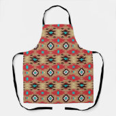 Red Aquamarin Brown Native American Pattern Schürze (Vorderseite)