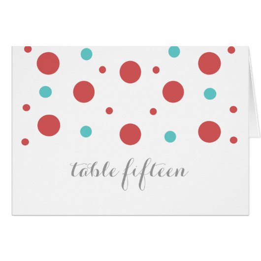 Red Aquamarin Confetti Tischnummer Card (Vorderseite (Horizontal))