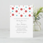 Red Aquamarin Confetti Wedding Einladung (Stehend Vorderseite)