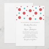 Red Aquamarin Confetti Wedding Einladung (Vorne/Hinten)