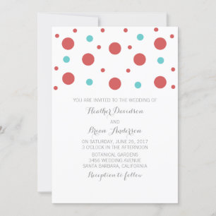Red Aquamarin Confetti Wedding Einladung