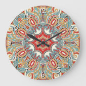 Red Aquamarin Grau Blue Sunny Yelllow Kaleidoskop Große Wanduhr (Vorderseite)