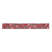 Red Aquamarin Holries Weihnachts-Blumenmuster Satinband (Vorderseite)