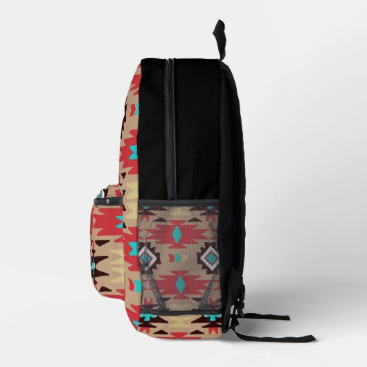 Red Aquamarin Native American Vision Monogram Bedruckter Rucksack (Rechts)