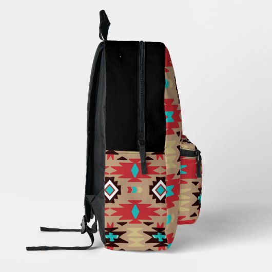 Red Aquamarin Native American Vision Monogram Bedruckter Rucksack (Links)