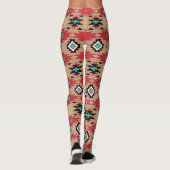 Red Aquamarin Native American Vision Muster Leggings (Rückseite)