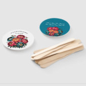 Red Aquamarin Orange Peony Blooms Gold Trim Weddin Fächer (Non-assembled)