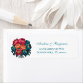 Red Aquamarin Orange Peony Gold Trim Wedding Addre (Insitu)