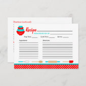 Red & Aquamarin Retro Kitchen Bridal Rezept Karte (Vorne/Hinten)