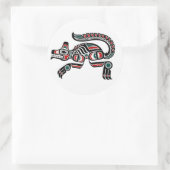 Red Aquamarin und Black Haida Spirit Wolf Runder Aufkleber (Tasche)