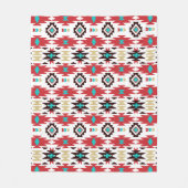 Red Aquamarin White Native American Pattern Fleecedecke (Vorderseite)