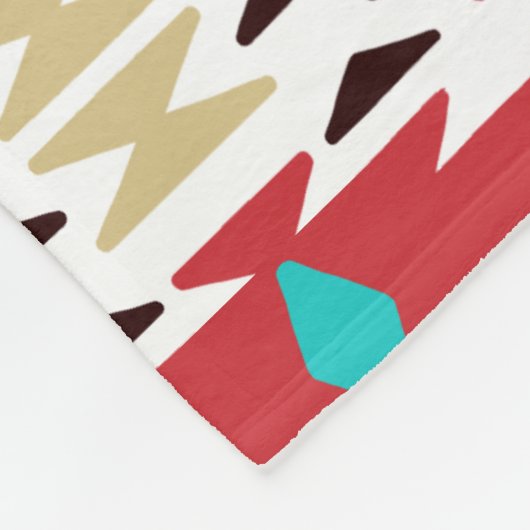 Red Aquamarin White Native American Pattern Fleecedecke (Ecke)