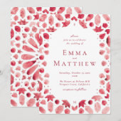 Red Arabic Pattern Wedding Einladung (Vorne/Hinten)
