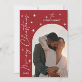 Red Arch Modern Script 2 Foto Frohe Weihnachten (Vorderseite)