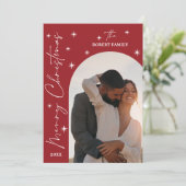 Red Arch Modern Script 2 Foto Frohe Weihnachten (Stehend Vorderseite)