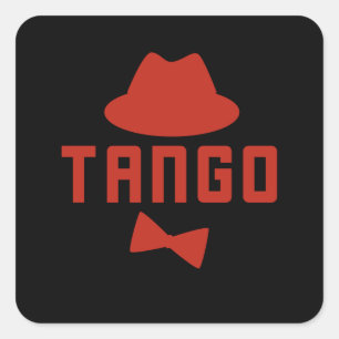 Red Argentine Tango Fedora Bow Krawatte Dancer Quadratischer Aufkleber