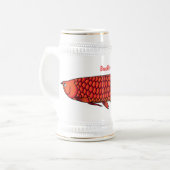 Red Arowana Cartoon Illustration Bierglas (Vorderseite Links)