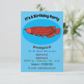 Red Arowana Cartoon Illustration Einladung (Stehend Vorderseite)