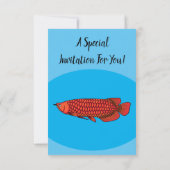 Red Arowana Cartoon Illustration Einladung (Rückseite)