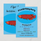 Red Arowana Cartoon Illustration Einladung (Vorne/Hinten)