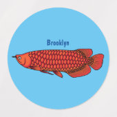 Red Arowana Cartoon Illustration Etiketten (Design 2)
