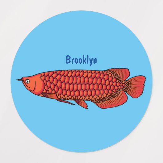 Red Arowana Cartoon Illustration Etiketten (Design 2)
