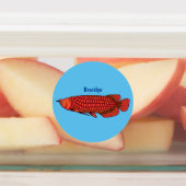 Red Arowana Cartoon Illustration Etiketten (Befestigt)