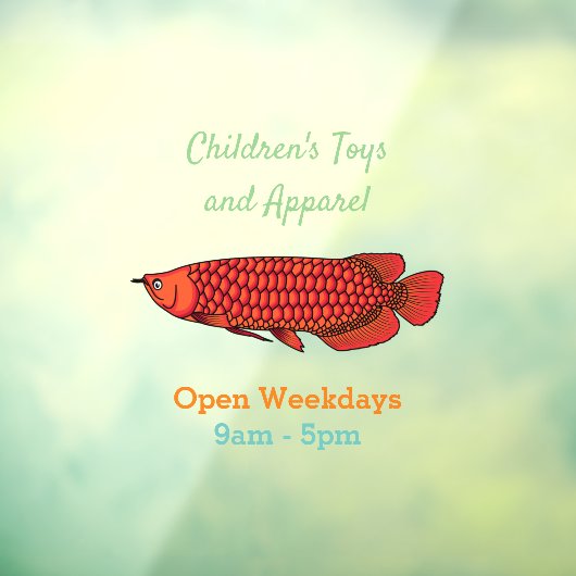 Red Arowana Cartoon Illustration Fensteraufkleber (Blatt 3)