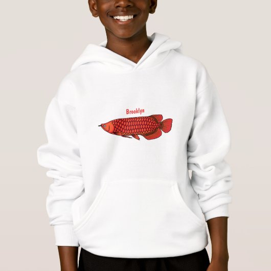 Red Arowana Cartoon Illustration Hoodie (Vorderseite)