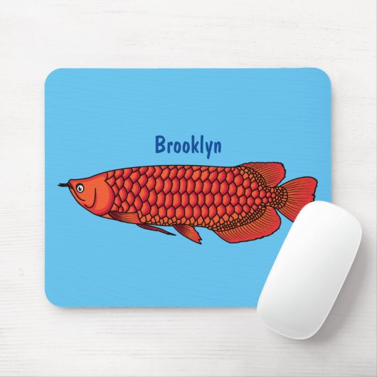 Red Arowana Cartoon Illustration Mousepad (Mit Mouse)