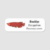 Red Arowana Cartoon Illustration Namensschild (Vorderseite)