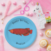 Red Arowana Cartoon Illustration Pappteller (Party)
