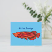 Red Arowana Cartoon Illustration Postkarte (Stehend Vorderseite)