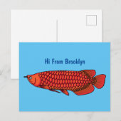 Red Arowana Cartoon Illustration Postkarte (Vorne/Hinten)