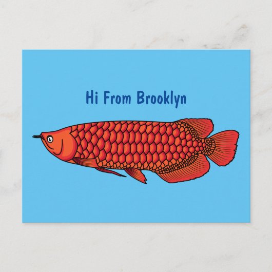 Red Arowana Cartoon Illustration Postkarte (Vorderseite)