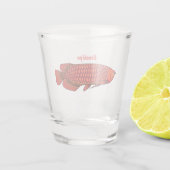 Red Arowana Cartoon Illustration Schnapsglas (Rückseite)
