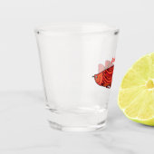 Red Arowana Cartoon Illustration Schnapsglas (Links)
