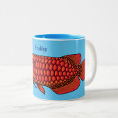 Red Arowana Cartoon Illustration Zweifarbige Tasse (VorderseiteRechts)